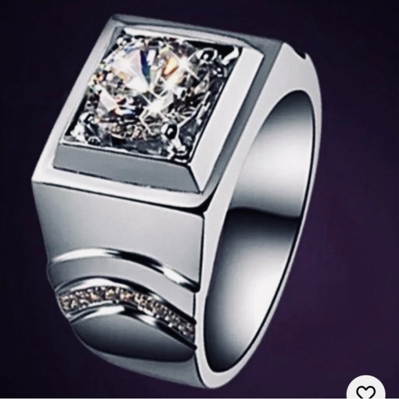 Men’s 2CT Moissanite Brushed 925 Sterling Silver Solitaire Ring Certified